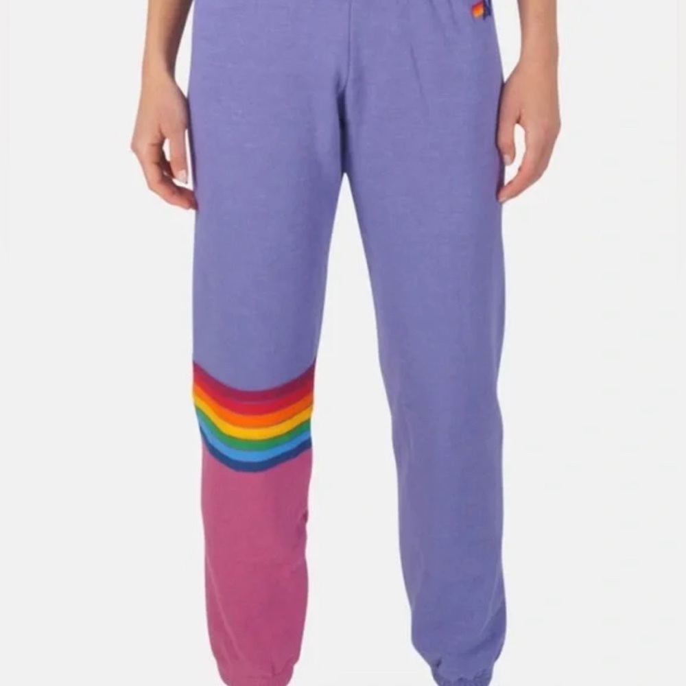 Aviator Nation - Lavender Rainbow Stitch Sweatpants